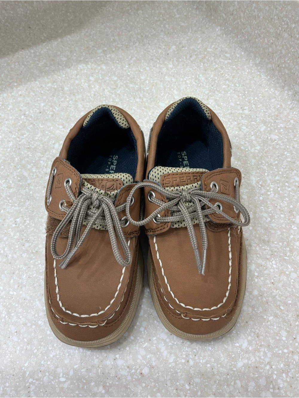 Sperry Kids Tan/Brown Moccasin Boat Shoes with Laces